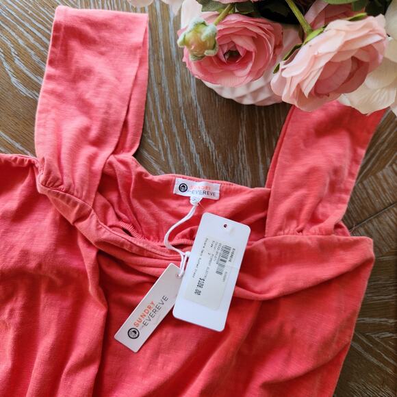 NWT $108 Sundry by Evereve ruched Coral Dress size Medium - Picture 8 of 10